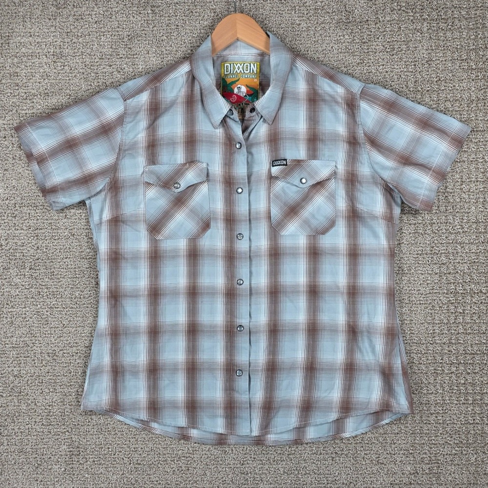 Dixxon Flannel Co Dawn Patrol Bamboo Short Sleeve Plaid Shirt Womens 2XL Snap